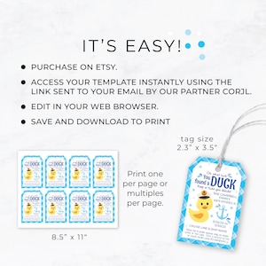 Editable Cruising Duck Tags, Printable Tags for Cruise Ship Ducks, DIY Custom Rubber Duck Card, You've Been Ducked Kids Game Printable 148HL imagem 6