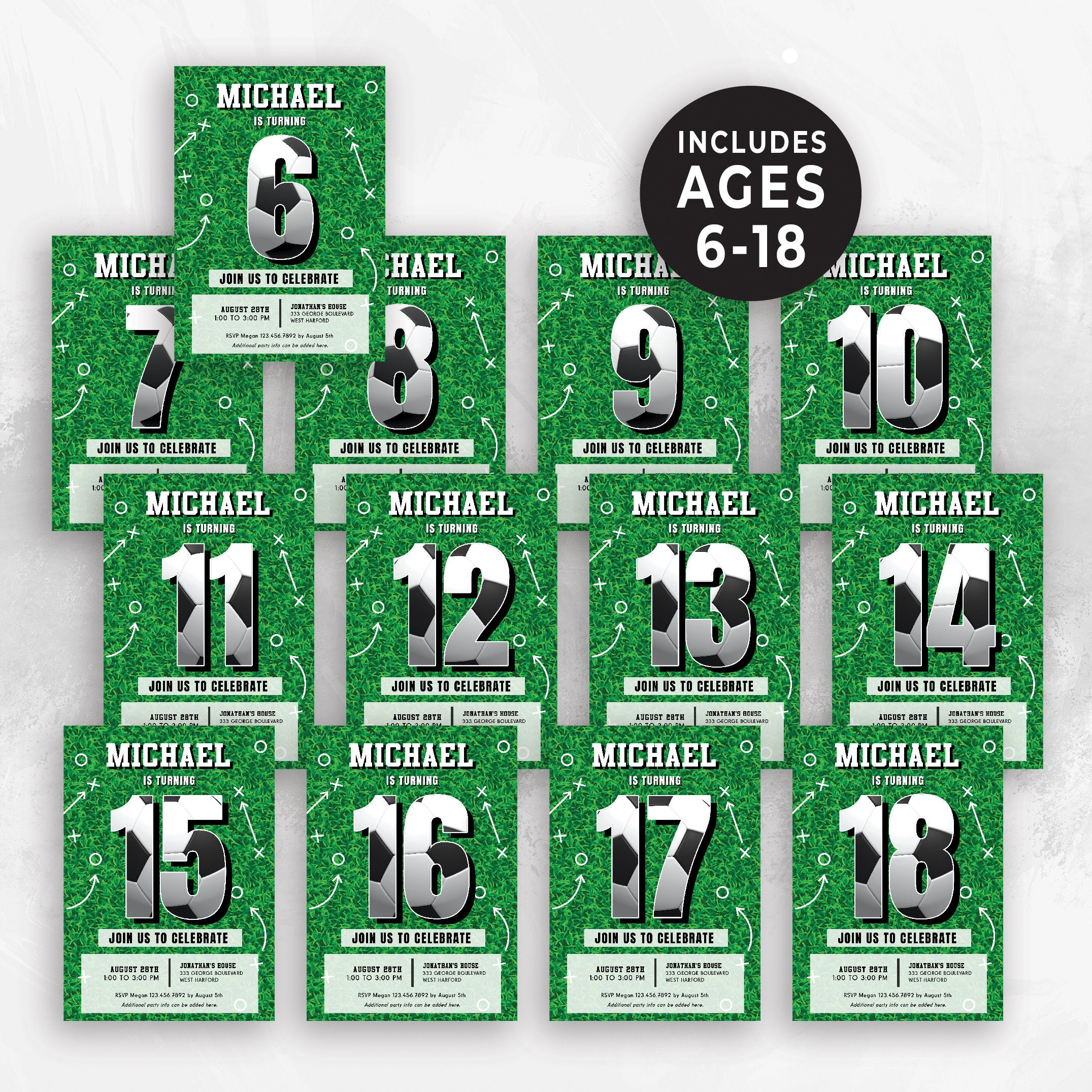20x Fußball-Geburtstagseinladungen Mit Umschlägen – Doppelseitig, 10,2x15,2 Cm, Zum Selbstbeschriften