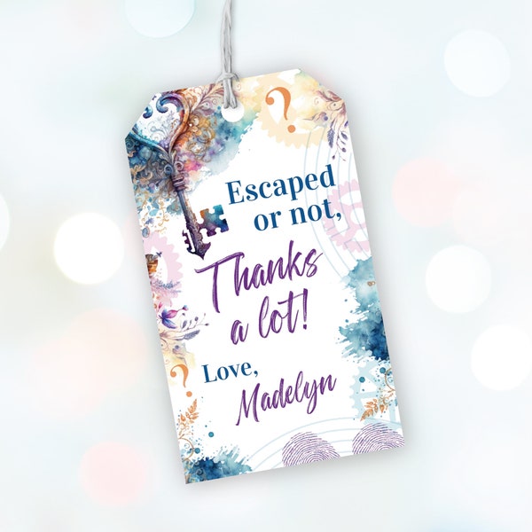 Editable  Escape Room Favor Tag, Escape Room Party Tag, Mystery Break Out, Detective, Uncover the Mystery Printable Decor & Favors 122HL