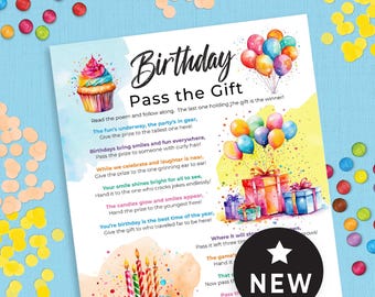 Birthday Pass The Gift Party Game direct downloaden, Birthday Pass the Prize, heden spelgedicht 301HL
