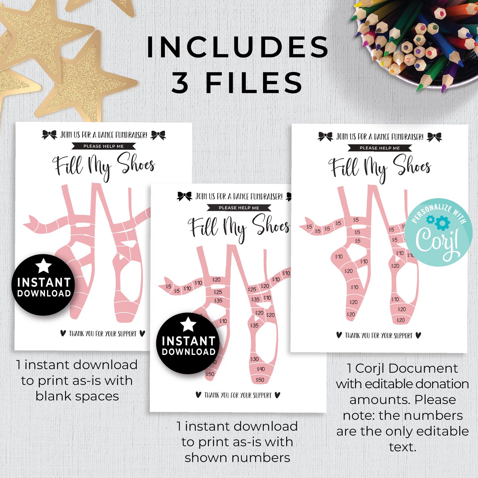 Printable Dance Fundrasier Template, Ballet Fundraiser Flyer, Editable