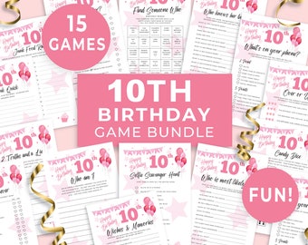 10th Birthday Party Games, 10 Year Old Birthday Party Games, 10 Year Old Birthday Girl Activities, Double Digits Trivia Birthday Quiz 123HL