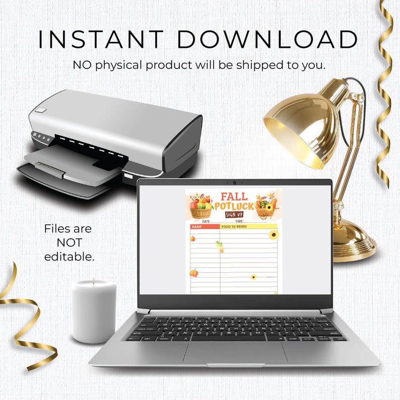 Printable Fall Food Potluck Sign up Sheet, Fall Potluck Flyer Instant ...