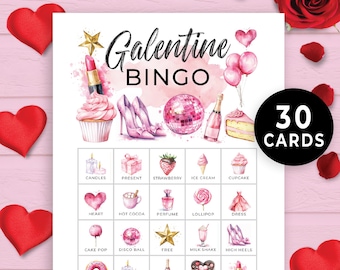 Printable Galentine&#39;s Day Bingo Game, Galentine Party Game, Galentine Bingo, Galentine Games, Galentine Day Game, Pink Valentine Bingo 230HL