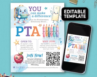 Dépliant modifiable pour les bénévoles de l'association, formulaire d'adhésion, recrutement d'associations de parents d'élèves, flyer, pourquoi rejoindre l'association parents-enseignants, dépliant 180HL