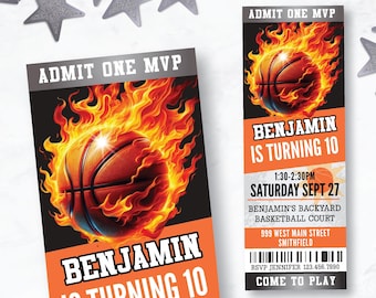 Editable Basketball Ticket Birthday Invitation, Invitation Template Basketball Ticket Invitation for Boy, Kids Basketball Party Invite 177HL