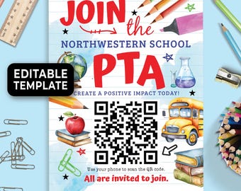 Flyer modifiable pour l'adhésion à la PTA, formulaire d'adhésion à la PTA, dépliant de recrutement pour l'inscription à la PTA, Pourquoi rejoindre l'association parents-enseignants. Circulaire 180HL