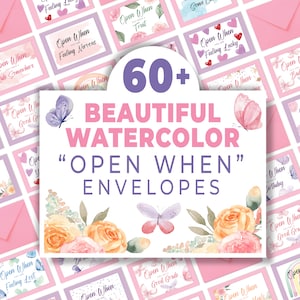 Conjunto de kit de cartas abiertas cuando para ella, pegatinas de etiquetas de paquete universitario abiertas, sobres abiertos si descarga universitaria, paquete de atención universitaria 155HL