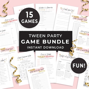 15 Printable Birthday Party Games for Tweens, Activities Birthday Party,  Pre-teen Party Games for Girls, Tween Birthday Ideas, Bundle 123HL