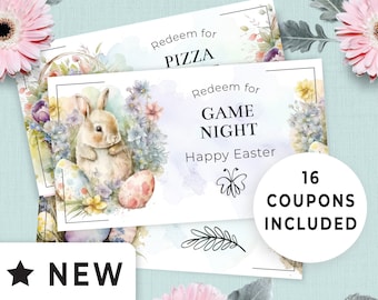 Påskäggsfyllning för äldre barn, påskkuponger för barn, belöningskuponger för barn, påskäggjakt, godisfri fyllning Bunny Bucks 119HL