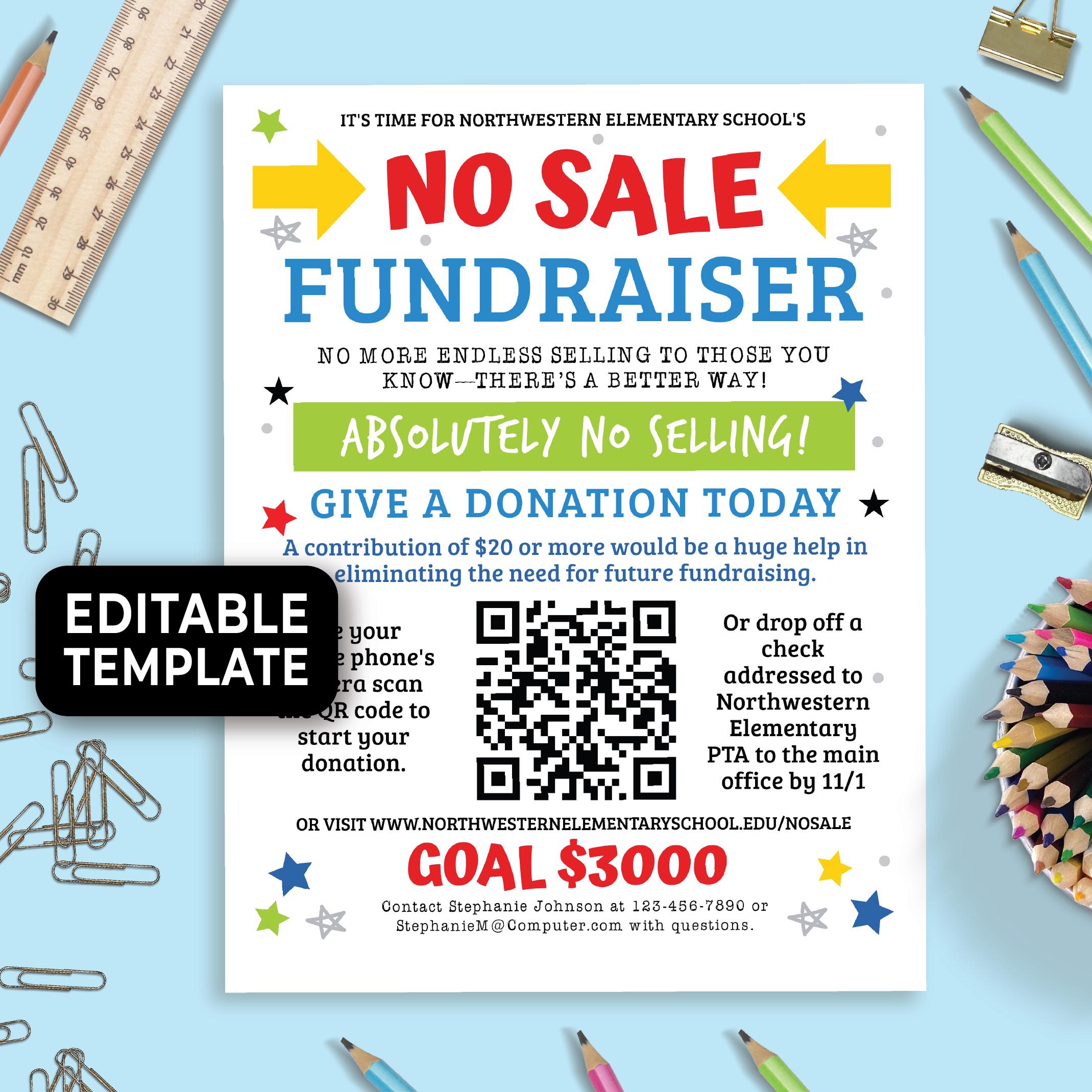 Editable No Sale Fundraiser Flyer for Any Non-profit Including PTA, PTO ...