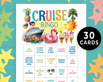 Printable Cruise Ship Bingo, Cruise Bingo Activities & Games, Cruise Card for Kids, Cruise Ship Scavenger Hunt, People Watching Bingo 232HL