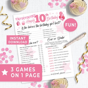 10th Birthday Party Games, 10 Year Old Birthday Party Trivia, 10 Year Old Birthday Girl Activities, Who Knows The Birthday Girl Quiz 167HL