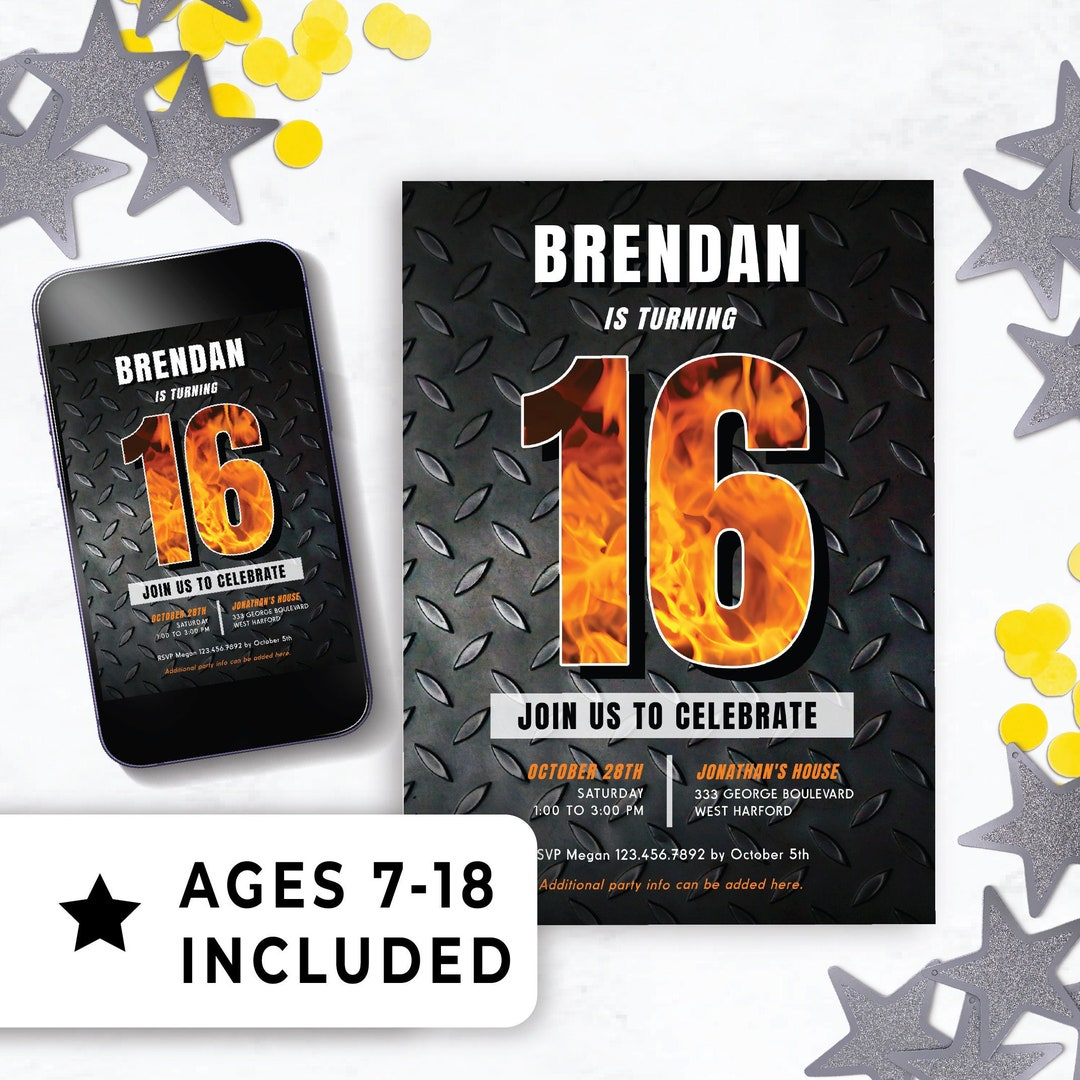 Editable 16th Birthday Invitation for Boy Digital Download, Teenage ...