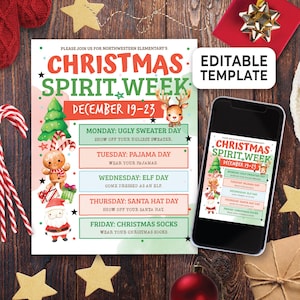 white christmas dresses Christmas Spirit Week Itinerary Schedule Editable Template, Winter Xma –  Puff Paper Co