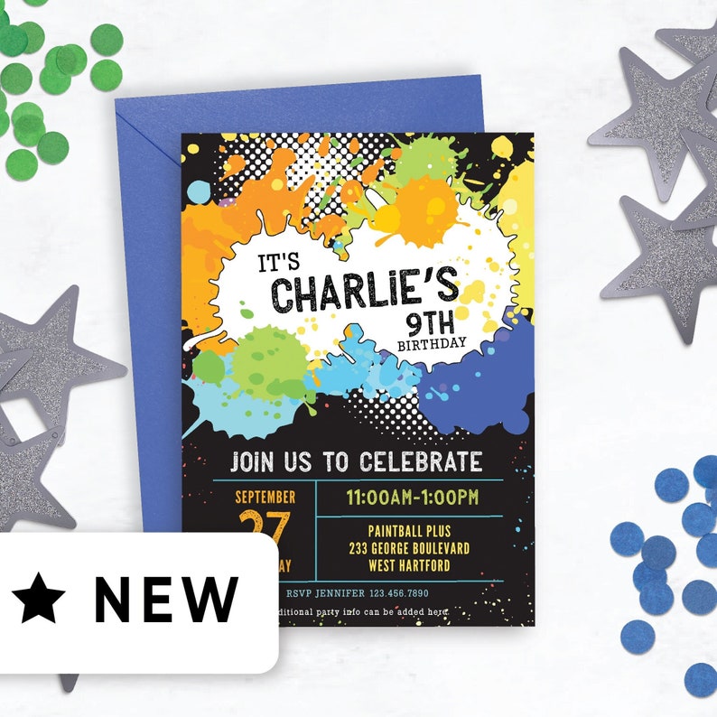 Editable Paint Splatter Party Invitation Paint Birthday Etsy Australia
