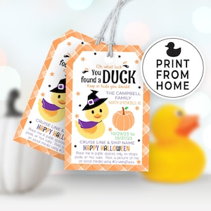 Editable Halloween Cruise Duck Tags, Printable Tags for Cruise Ship Ducks, DIY Custom Rubber Duck Card, You've Been Ducked Printable 148HL