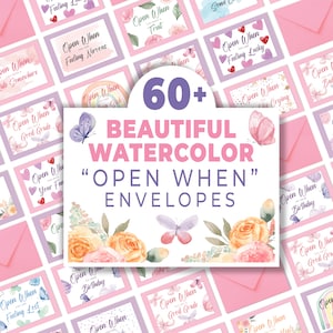 Conjunto de kit de cartas abiertas cuando para ella, pegatinas de etiquetas de paquete universitario abiertas, sobres abiertos si descarga universitaria, paquete de atención universitaria 155HL