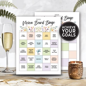 Editable 2025 Vision Board Bingo Template Printable, Digital Bingo Template for Vision Board, Bingo Vision Board, 2025 Bingo Goal Card 381HL