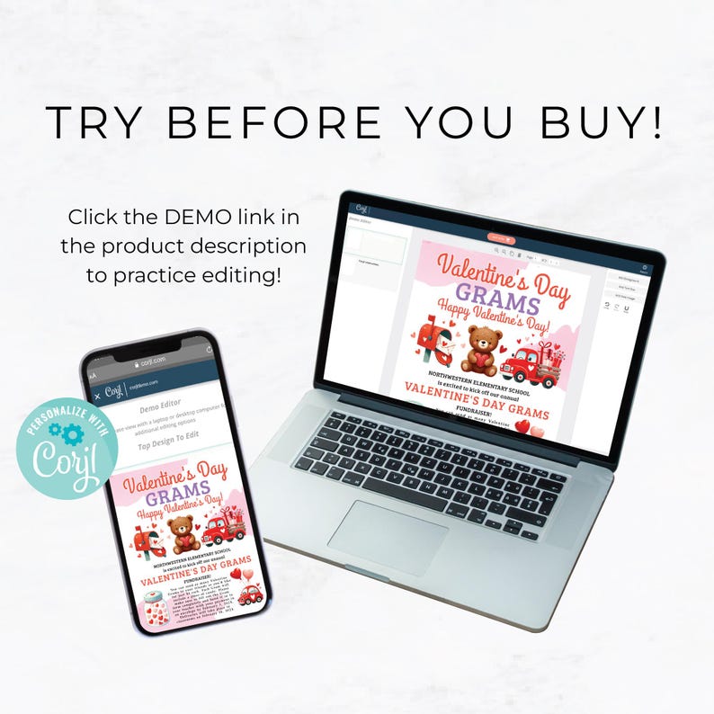 Editable Valentine Candy Gram Flyer Template, Printable Valentine's Day ...