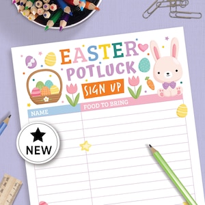 Karta rejestracyjna na Wielkanocny Potluck, Przyjęcie Potluck, Karta rejestracyjna na Wielkanocne Menu Potluck Food, Kościół, Szkoła, Praca, Rodzina lub Przyjaciele Potluck 168HL