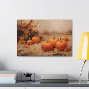 Autumn Pumpkin Canvas Art | Fall Decor, Thanksgiving Wall Art, Harvest Home, Rustic Style, Cozy Vibes