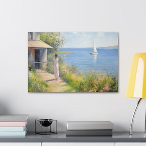 Serene Landscape Canvas Art, Tranquil Wall Decor for Nature Lovers, Perfect for Home, Office, or Gift, Coastal Theme