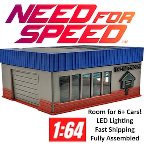 1/64 Scale Safehouse Garage for Hot Wheels, Matchbox, and More - Custom 3D Printed Display with 6 Lifts and LED Lighting
