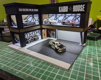 ☆1/64 Cocodake Diorama Plate H Set 3D Printed L-shaped 2-storey Building Diorama With LED