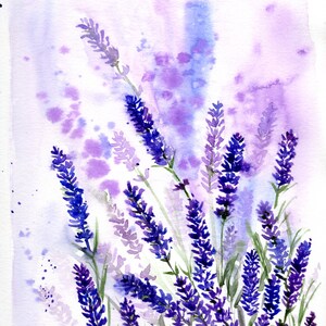 Original Watercolor Painting of lavender flowers, 9x12 Inch ,not print