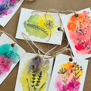 Hand-Painted Watercolor Gift Tags with Ink Doodles – Perfect for Any Occasion