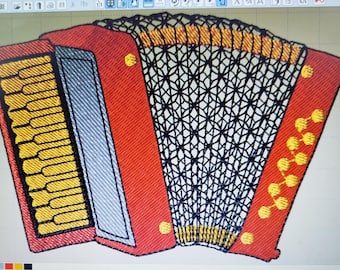 アコーディオン - 機械刺繍デザイン、アコーディオン刺繍