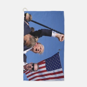Donald Trump Golf Towel with American Flag | Funny Political Golf Gift for Men | Patriotic Golf Accessories | Trump Supporter Towel
