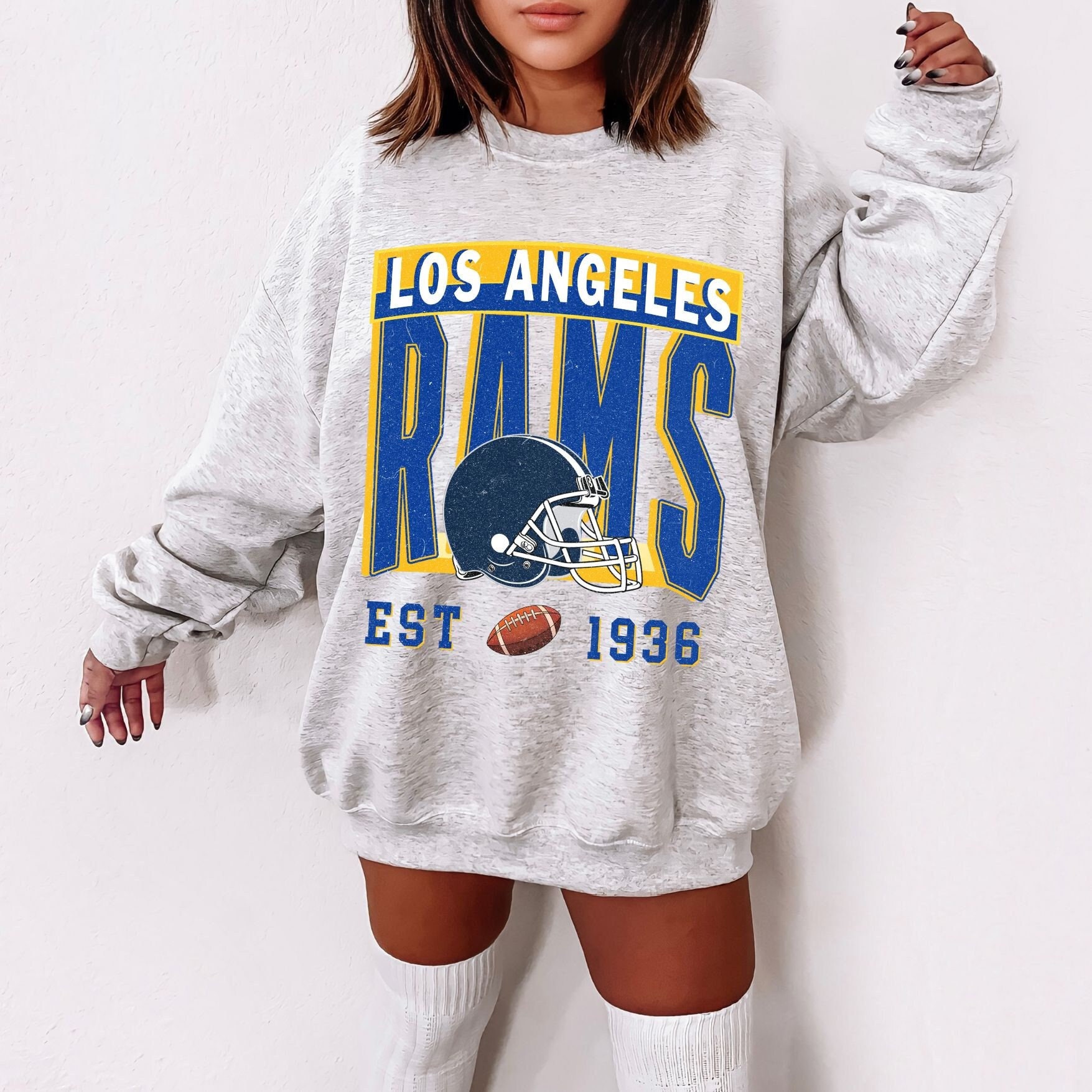 90s Logo 7 Los Angeles LA Rams NFL 3/4 sleeve t shirt size L – Mr