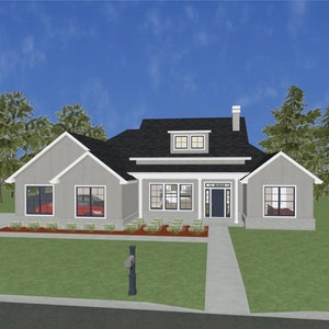 Urban Farmhouse 4 Bedroom, 2.5 Bath 2,380 SF Side Load Garage PDF Design Plans image 2