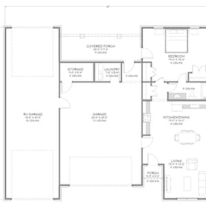 50x60 RV Garage with 1 Bedroom Apartment - 952 SF Living Area - PDF Design Plans