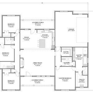 Urban Farmhouse - 4 Bedroom, 2.5 Bath - 2,381 SF - Rear Side Load Garage - PDF Design Plans - Right Read Reverse