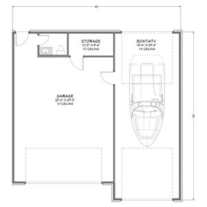 40x40 Garage with Boat/ATV Storage - PDF Design Plans - Right Read Reverse