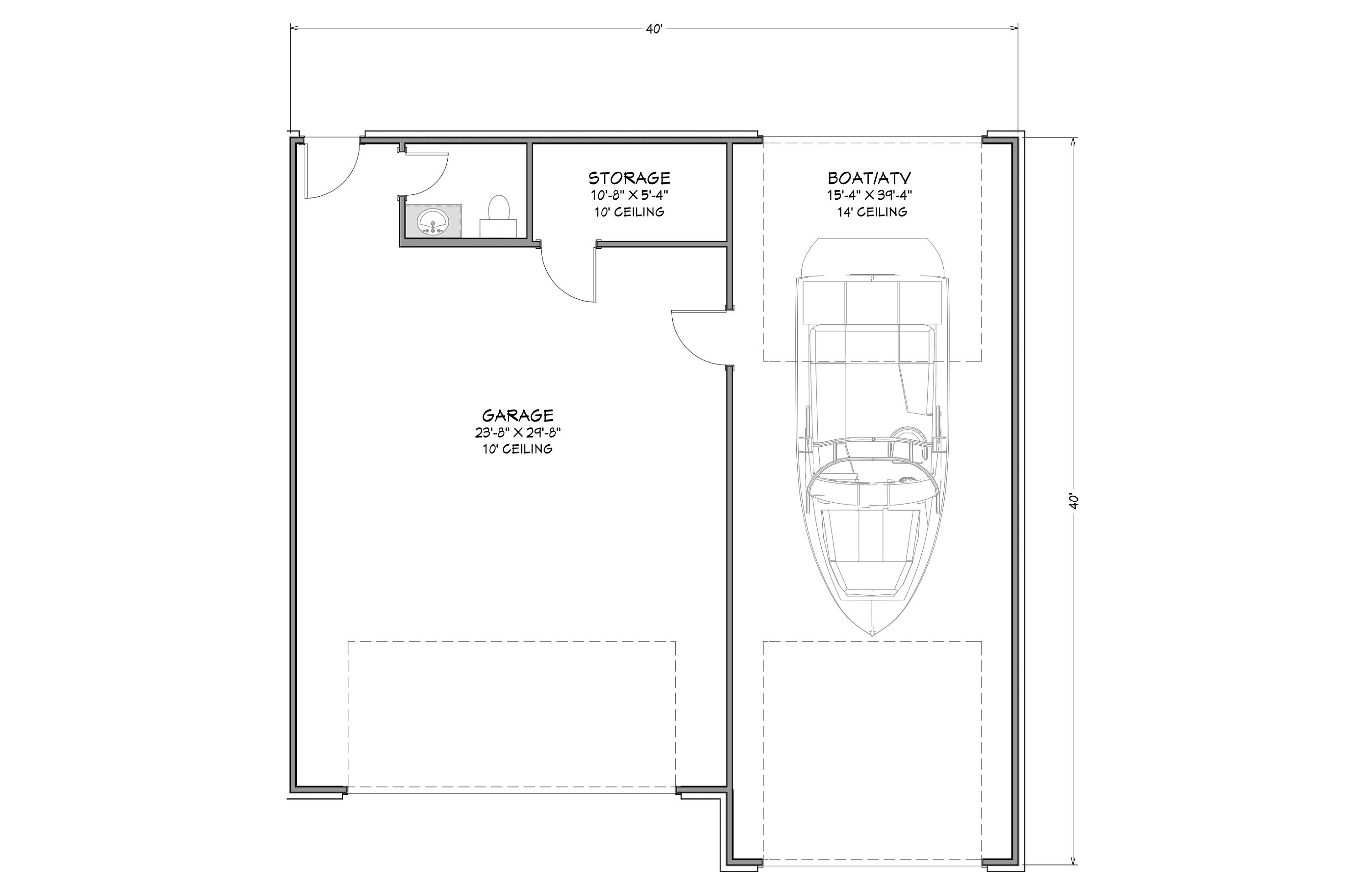 40x40 Garage With Boat/atv Storage - PDF Design Plans