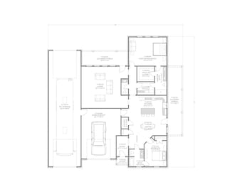 Casa de campo com garagem para RV - 2 quartos, 2,5 banheiros - 182 m² - Projeto em PDF