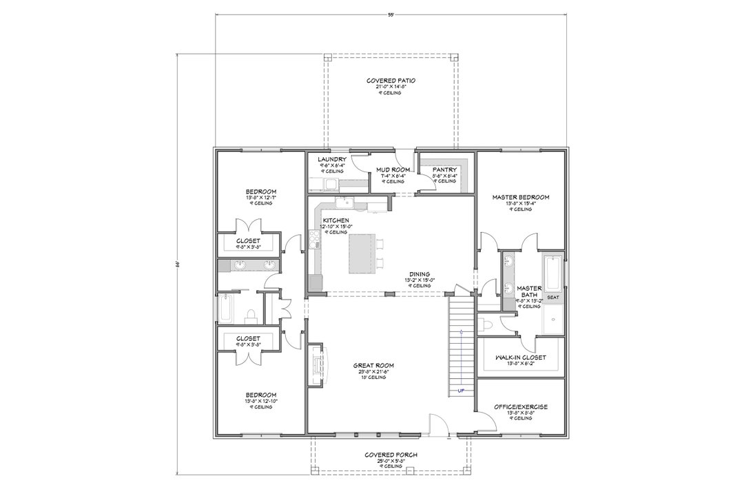 Urban Barndominium Two Level 4 Bedroom, 3 Bath 3,026 SF Covered Patio PDF Design Plans Etsy