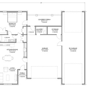 50x60 RV Garage with 1 Bedroom Apartment - 952 SF Living Area - PDF Design Plans - Right Read Reverse