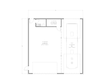 Garagem 40x40 com espaço para RV - Projetos em PDF - Leitura à direita e inversa