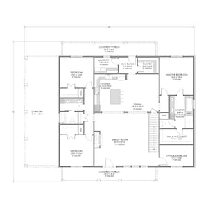 Urban Barndominium - Two Level - 6 Bedroom, 4 Bath - 3,674 SF - Rear Porch - PDF Design Plans