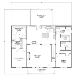 Urban Barndominium - One Level - 2 Bedroom, 2 Bath - 2,033 SF - Covered Patio - PDF Design Plans