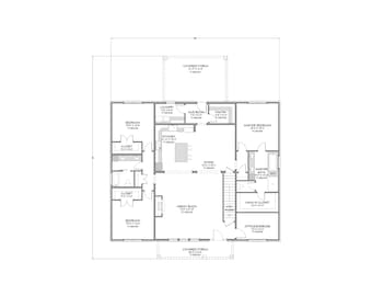 Casa térrea estilo celeiro - 3 quartos, 2 banheiros - 224,5 m² - Varanda coberta - Projeto em PDF