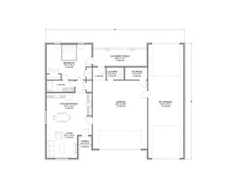 Garagem para RV 50x60 com apartamento de 1 quarto - Área útil de 952 pés quadrados - Projeto em PDF - Leia à direita e ao contrário
