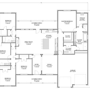 Urban Farmhouse - 5 Bedroom, 3 Bath - 2,832 SF - Front Load Garage - PDF Design Plans - Right Read Reverse