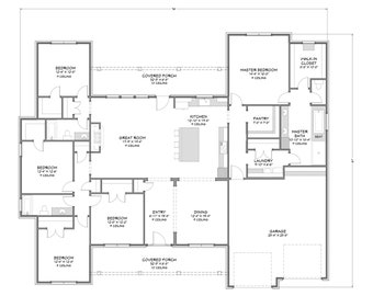 Urban Farmhouse - 5 Bedroom, 3 Bath - 2,832 SF - Front Load Garage - PDF Design Plans - Right Read Reverse