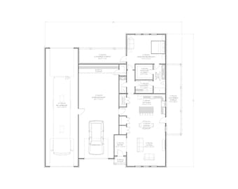 Casa de campo com garagem para RV - 1 quarto, 1,5 banheiros - 1.428 pés quadrados - Projeto em PDF